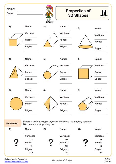 Properties Of 3d Shapes Pdf Printable Geometry Worksheets Worksheets Library