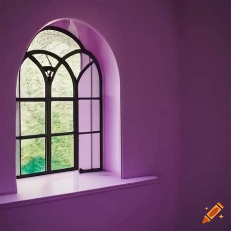 Purple Home Library With Arched Window On Craiyon