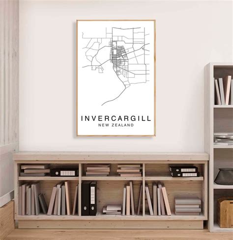 Invercargill Map Print Invercargill Map Poster Wall Art City | Etsy