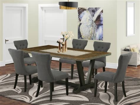 7 Piece Dining Table Set â 6 Parson Dining Chairs and a Rectangular