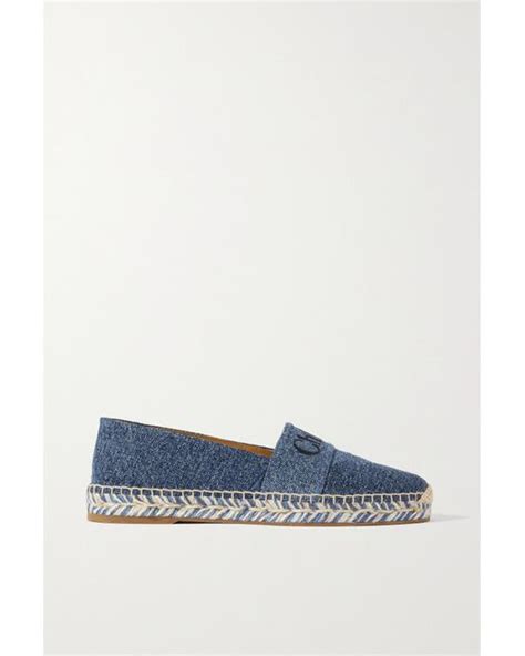 Chlo Piia Embroidered Denim Espadrilles In Blue Lyst Uk