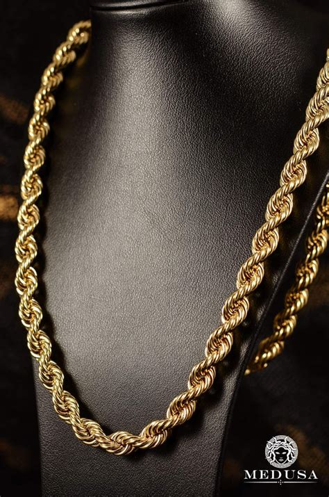 10k Gold Chain 8mm Rope Chain Medusa Jewelry