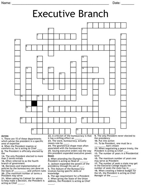 Executive Branch Crossword Wordmint