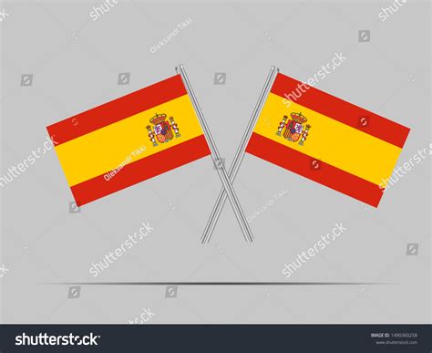 Two Metall Flagpole Beautiful National Flag Stock Vector Royalty Free