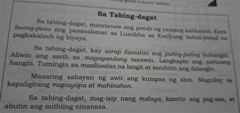 4 Ilarawan Ang Tabing Dagat Ayon Sa Binasa Brainlyph