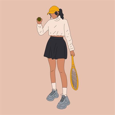 Deportista Colorida Gran Jugadora De Tenis Mujer Deportiva Profesional