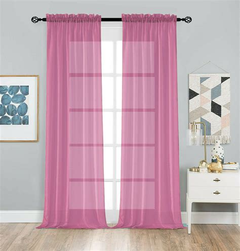 2 Pack Basic Home Rod Pocket Sheer Voile Window Curtains Assorted