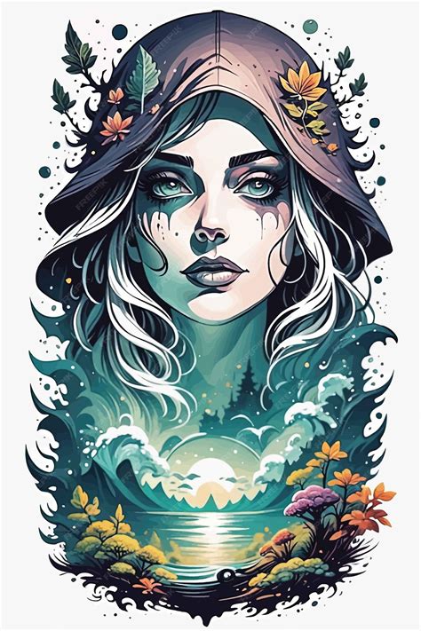 Premium Vector Vector Illustration With A Girl In A Hatautumn Forest Landscape