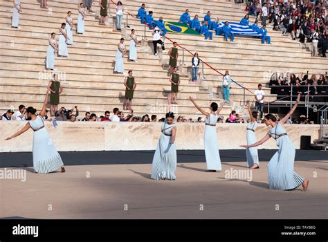 Olympic flame relay ceremony in Athens, Greece Stock Photo - Alamy