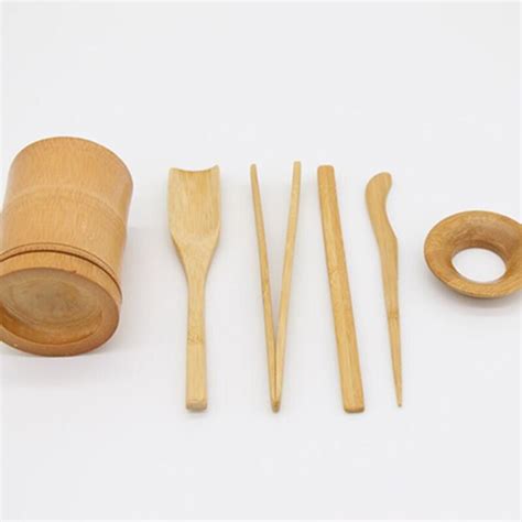 st set teceremoni sex herrar bambu te tillbehör Vicedeal