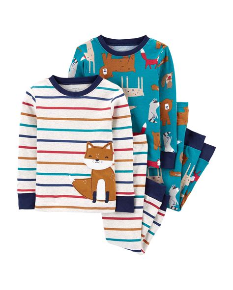 Riachuelo Kit Pijama Infantil Carters 4 Peças Animals Azul Branco