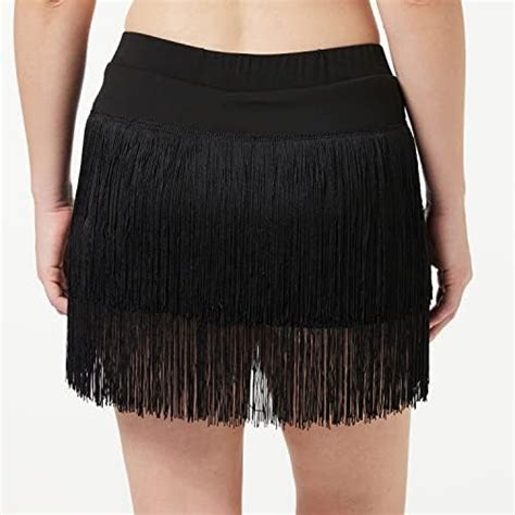 Zx Fringe Dance Skirts For Women Ballroom Latin Salsa Tango Skirt Halloween Rave Mini Skirt