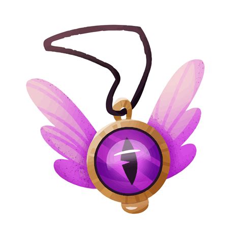 Magic amulet with crystal eye and wings. Wizard, witch element, tool ...