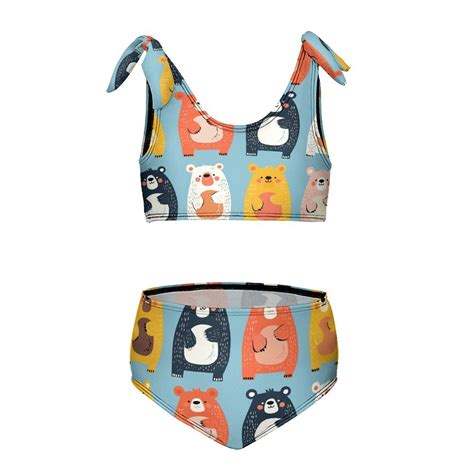 Cartoon Cute Bear Girl S Piece Bikini Set Beach Sport Swimsuit Swimwear Y Cm Walmart