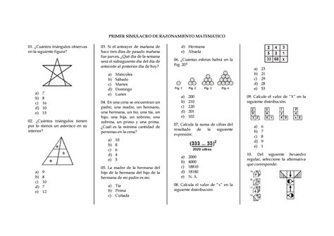 Primer Simulacro De Razonamiento Matem Tico Primer Simulacro De