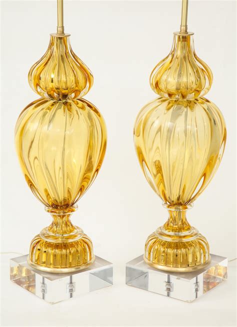 Marbro Lamp Company Marbro Amber Murano Glass Lamps