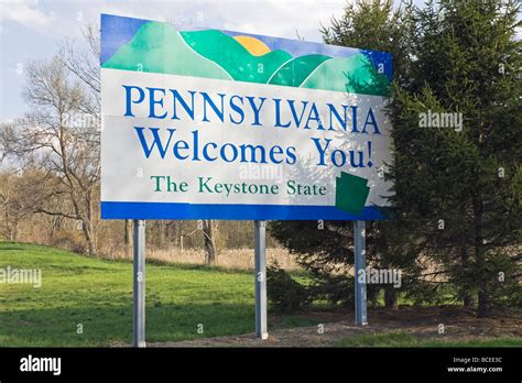 Pennsylvania Welcome Sign Stock Photo - Alamy