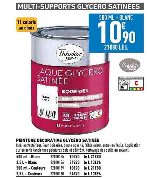 Promo Peinture Décorative Glycéro Satinée Théodore Chez Brico Cash