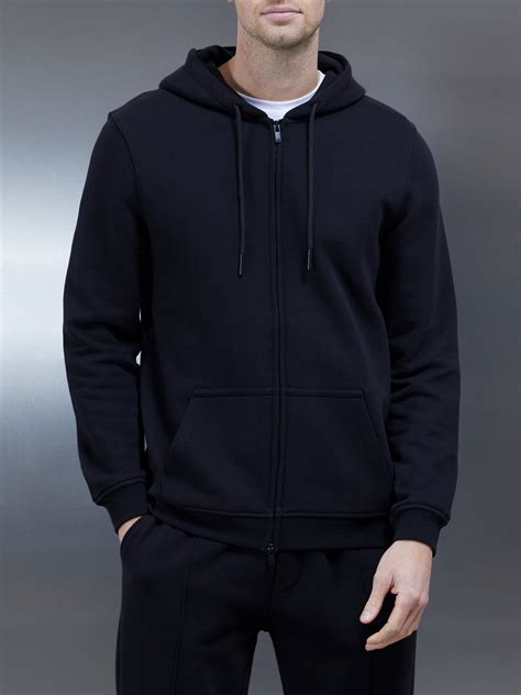 Essential Zip Through Hoodie In Black Arne