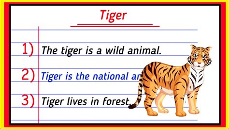 10 Lines On Tiger In English Essay On National Animal Tiger