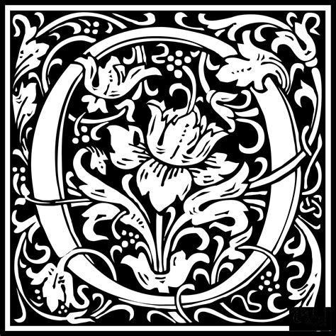 William Morris Letter O Coloring Page Colouringpages