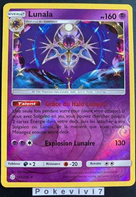 Carte Pokemon Lunala 102236 Holo Reverse Soleil Et Lune 12 Sl12 Fr