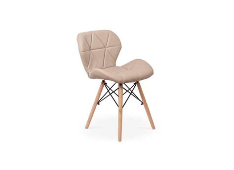 Kit 05 Cadeiras Charles Eames Eiffel Slim Wood Estofada Nude O