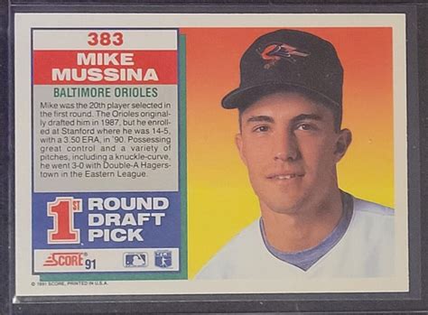 Mike Mussina Score Rc Baltimore Orioles Hof Baseball Rookie