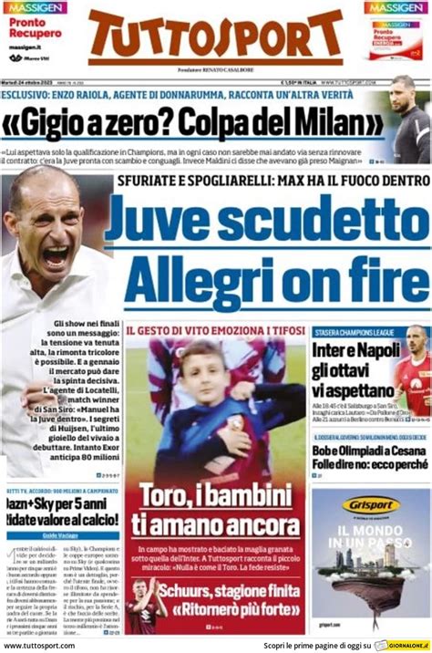 Rassegna Stampa Juve Prime Pagine Quotidiani 24 Ottobre 2023