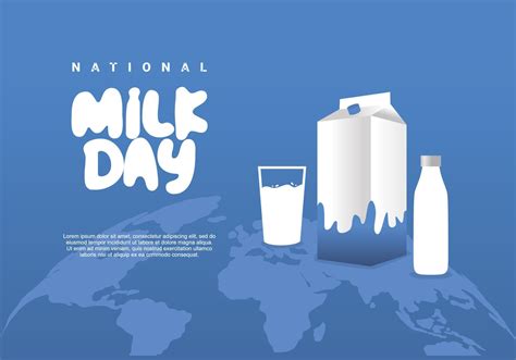 National Milk Day Poster Isolated On Blue Background Celebrated On