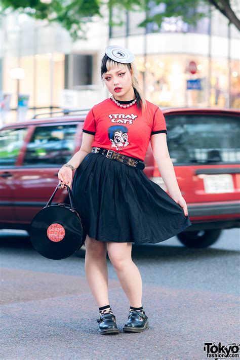 Stray Cats & Vinyl Harajuku Street Style w/ Record Headpiece, Flared ...