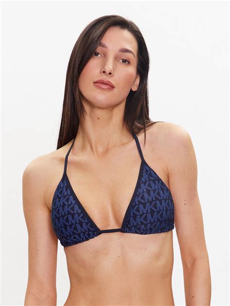 Michael Michael Kors Bikini Pezzo Sopra Signature Logo Mm N Blu