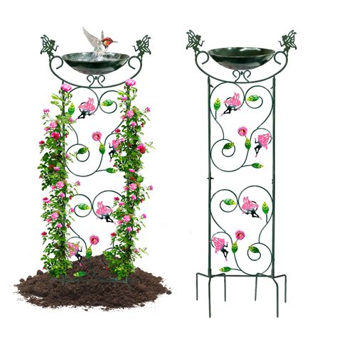 Hongland Trellis Bird Baths For Outdoors 40 Inch Height Garden Plant