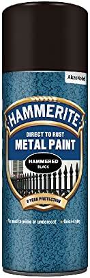 Hammerite Spray Paint For Metal Direct To Rust Exterior Black Metal