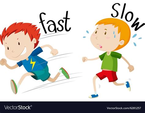 Opposite Adjectives Fast And Slow Royalty Free Vector Image Opposite