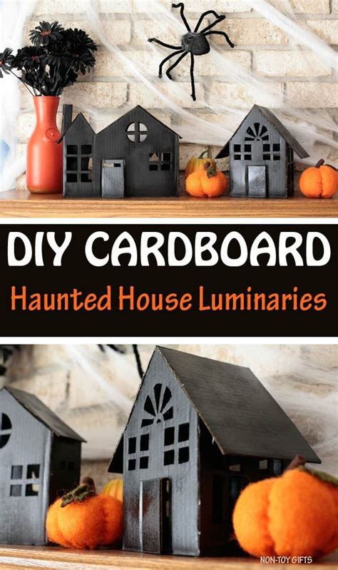 Cardboard Haunted House Luminaries To Make For Halloween Diy