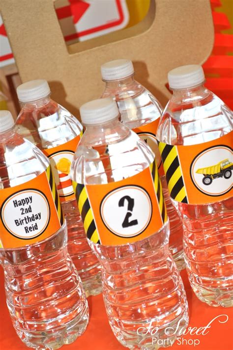 Construction Birthday Water Bottle Labels, Boys 1st Birthday, Birthday ...