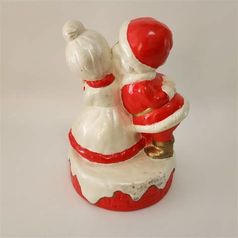 Vintage Chalkware Santa Kissing Mrs Claus Hand Painted Etsy