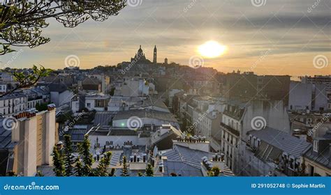 View of Montmartre Paris stock photo. Image of night - 291052748