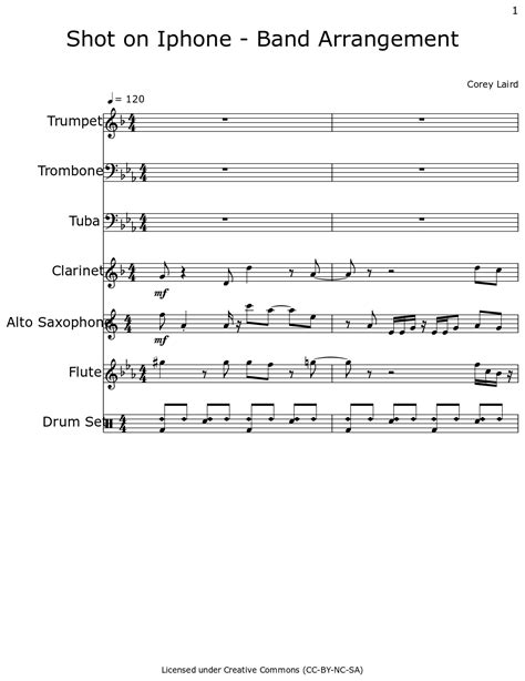 Shot On Iphone Band Arrangement Sheet Music For Trumpet Trombone