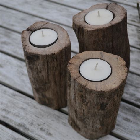 Driftwood Candle Holder Tea Light Wooden Candle Holder Wood