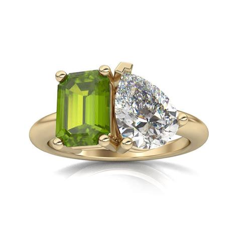 Toi Et Moi Peridot Moissanite Ring In K Gold Peridot Engagement