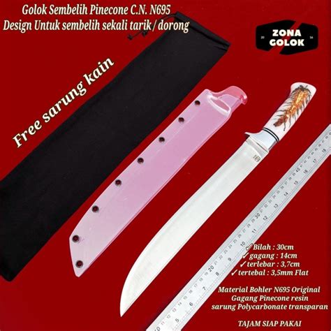 Jual Golok Sembelih Baja Bohler N Cm Pinecone Super Tajam Premium