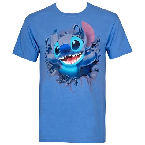 Lilo And Stitch Bursting Through Blue Disney T Shirt