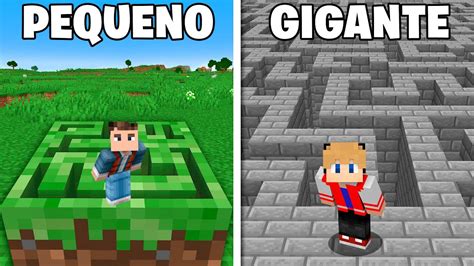 MINI LABIRINTO DE UM BLOCO Vs LABIRINTO GIGANTE No Minecraft YouTube