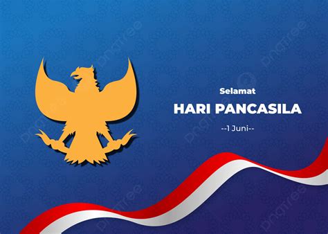 Background Pancasila Hari Hari Lahir Dengan Bendera Ribblon Bendera