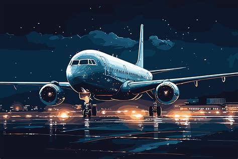 Passenger Plane Takes off at Night Graphic by saydurf · Creative Fabrica