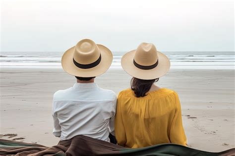 Premium AI Image | a couple sitting on a beach sweet couple happy relax enjoy love and romantic ...