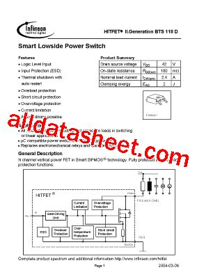 Bts D Datasheet Pdf Infineon Technologies Ag