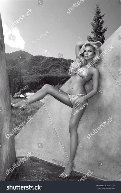 Sexy Model Elegant Gold Bikini On Stock Photo 705358540 Shutterstock